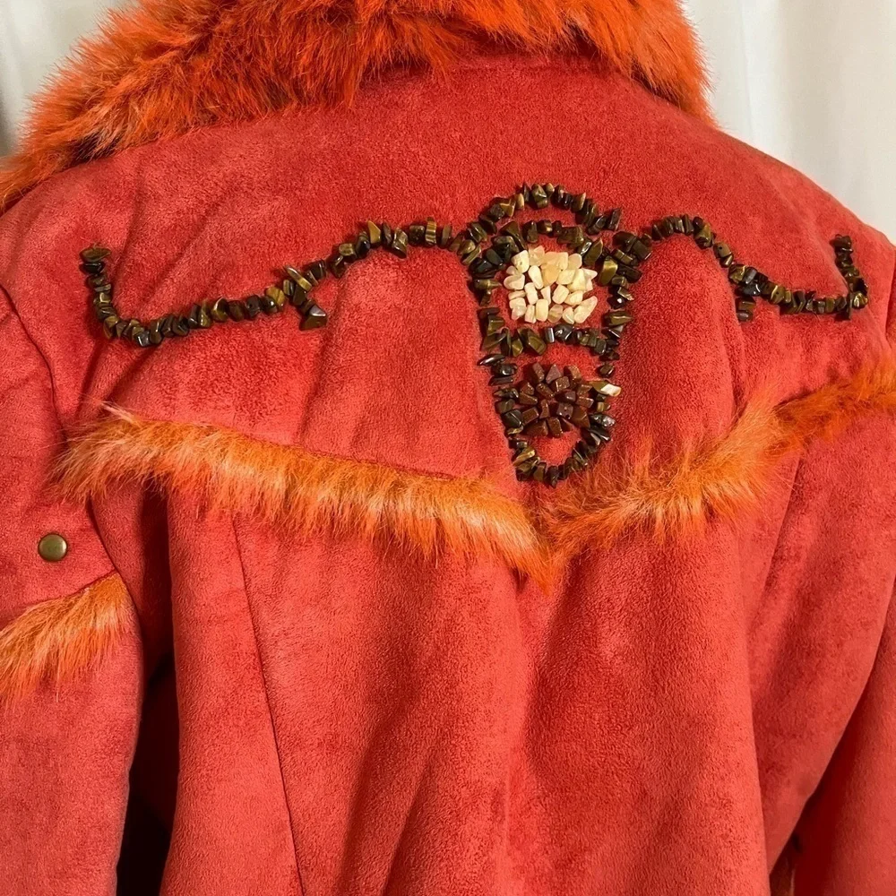 Mechant Faux Fur Orange Jacket - Picture 4 of 10